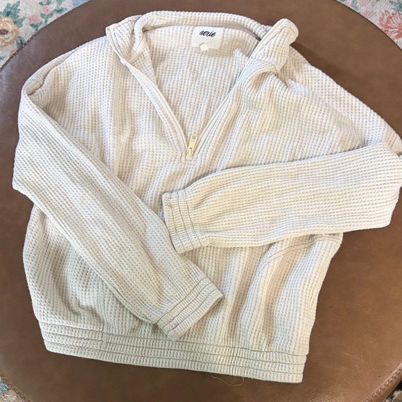 aerie Tops - Aerie slightly cropped waffle quarter zip
